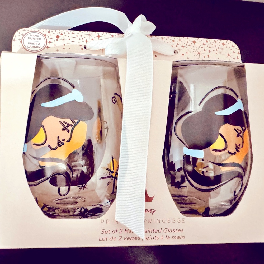Disney Princess Jasmine Hand-Painted Glasses